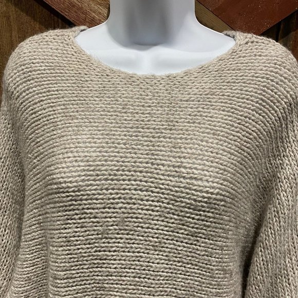 Berretti Woman's Oversize Drape Sweater Grey Shimmer One Size Italy 10% Wool - Picture 2 of 10